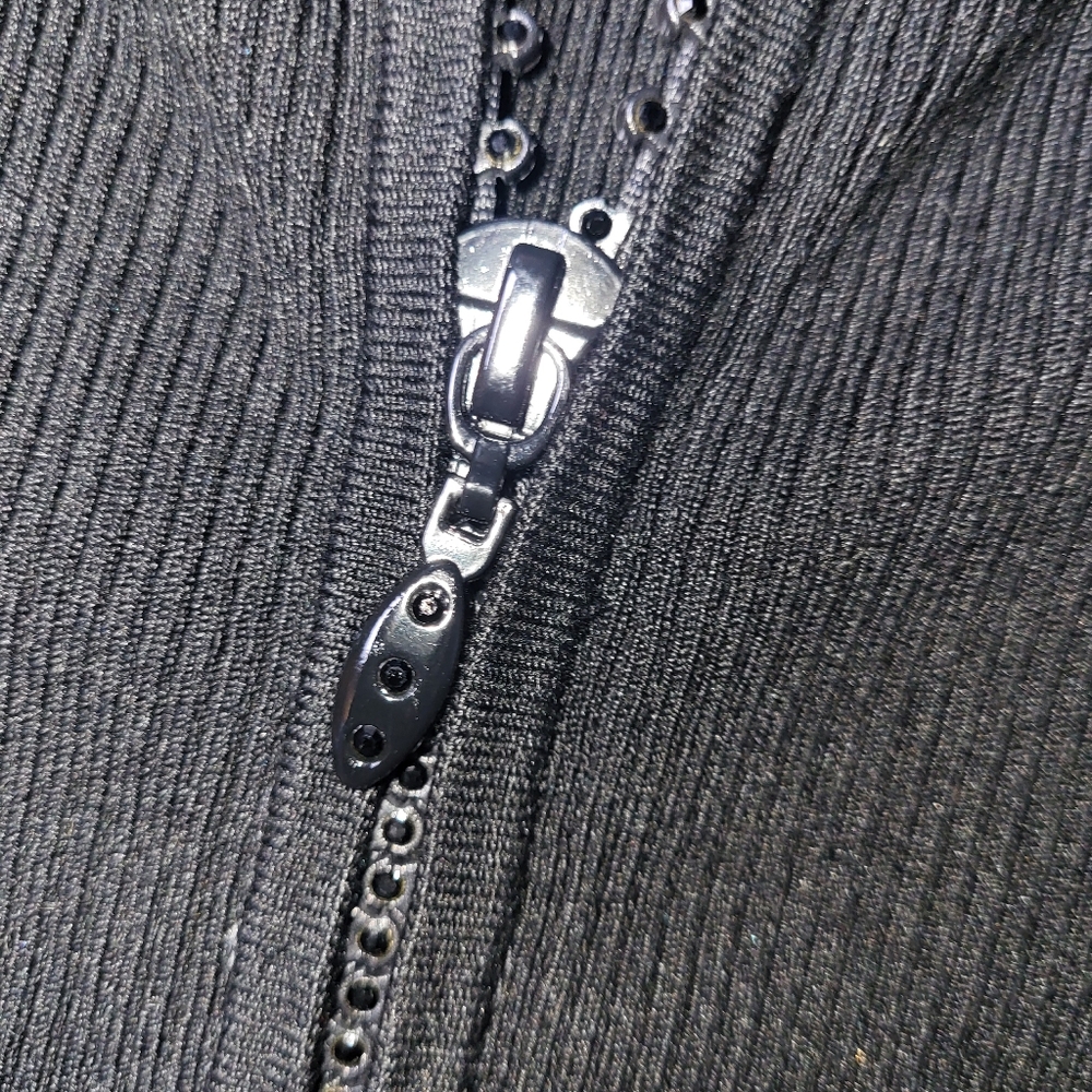Vintage Cache Beaded Dragon Cardigan Silk Blend Women's Size Small‎ Black Y2K - Picture 9 of 12